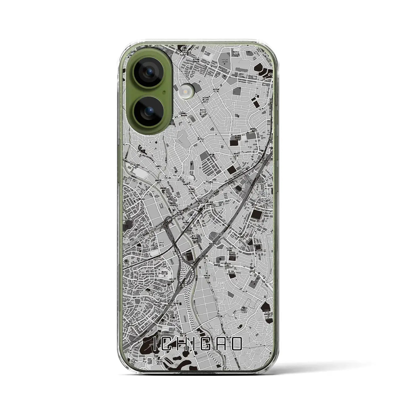 【市が尾（神奈川県）】地図柄iPhoneケース（クリアタイプ）モノトーン・iPhone 17 Pro Max 用