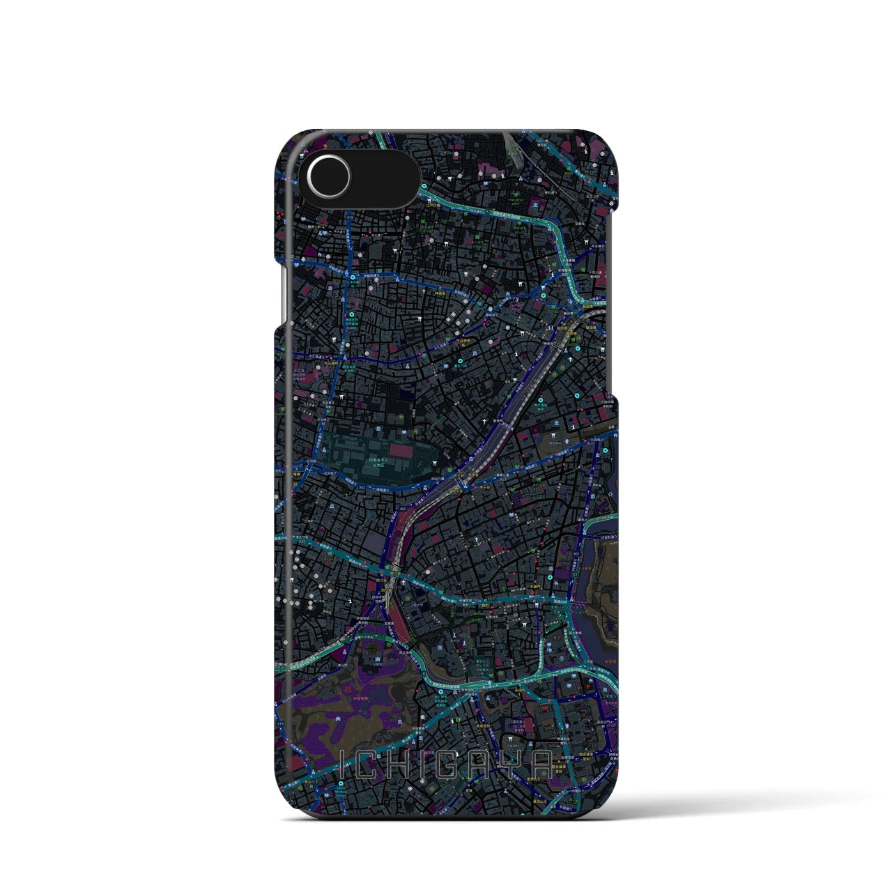 【市ケ谷（東京都）】地図柄iPhoneケース（バックカバータイプ）