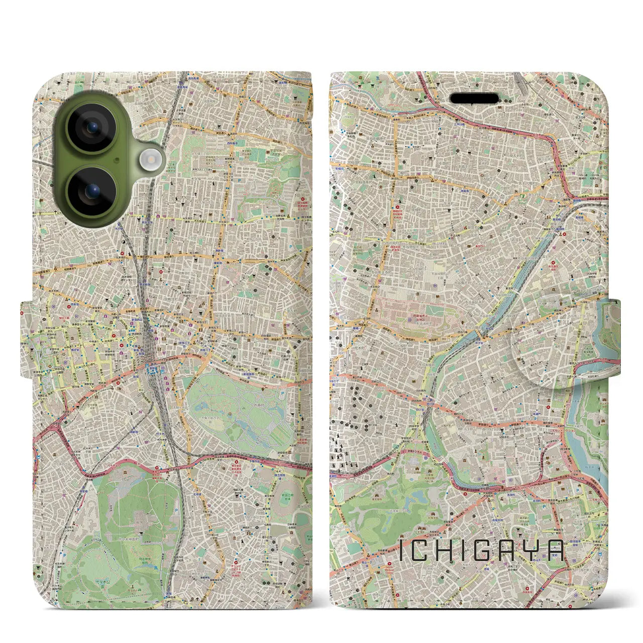 【市ケ谷（東京都）】地図柄iPhoneケース（手帳タイプ）