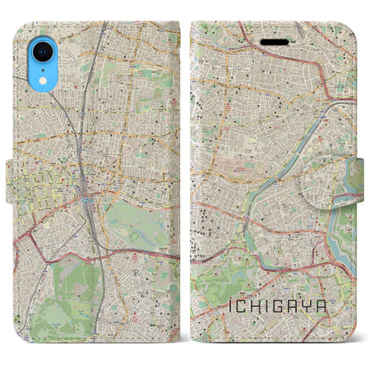 【市ケ谷（東京都）】地図柄iPhoneケース（手帳タイプ）ナチュラル・iPhone XR 用