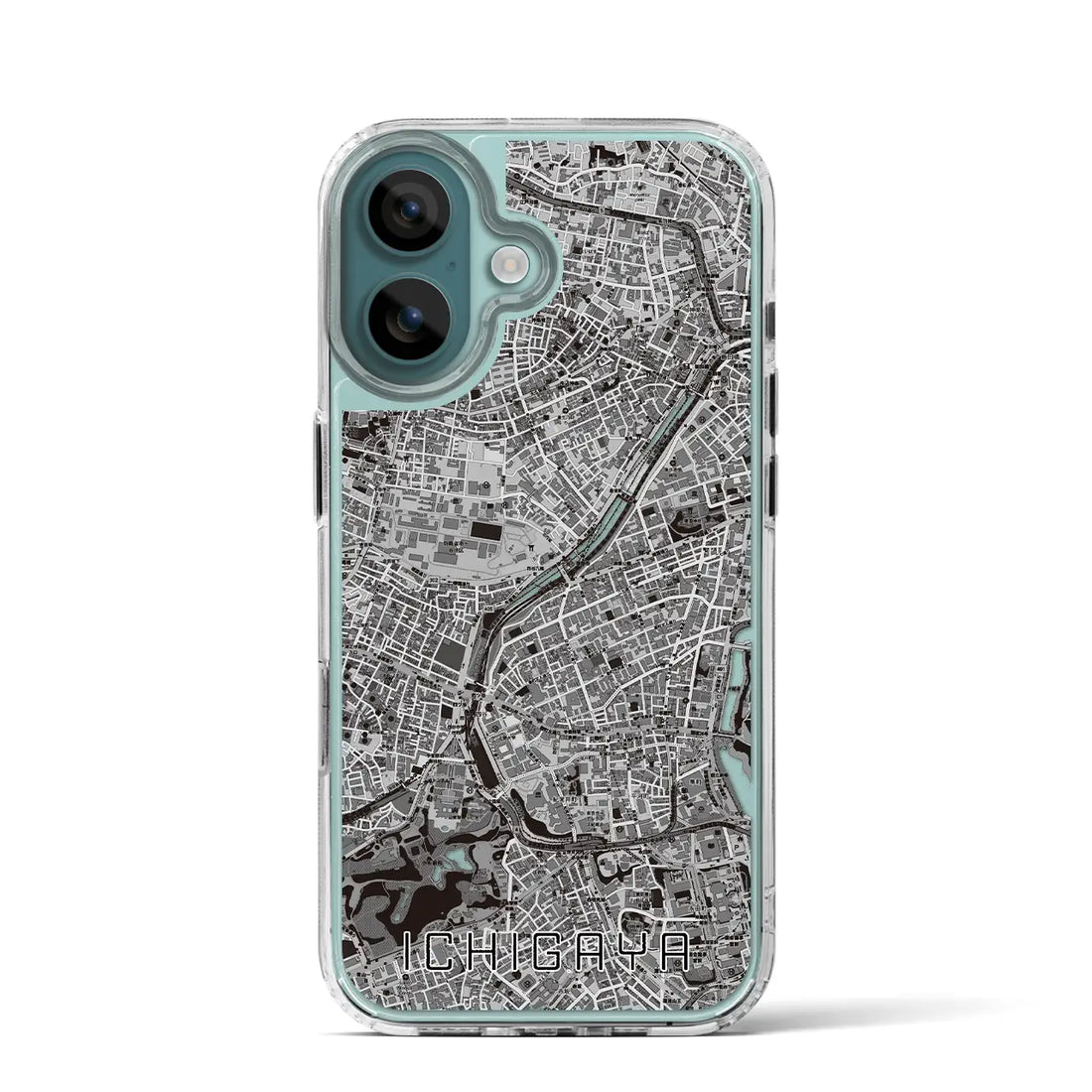 【市ケ谷（東京都）】地図柄iPhoneケース（MagSafeタイプ）モノトーン・iPhone 16 Pro 用