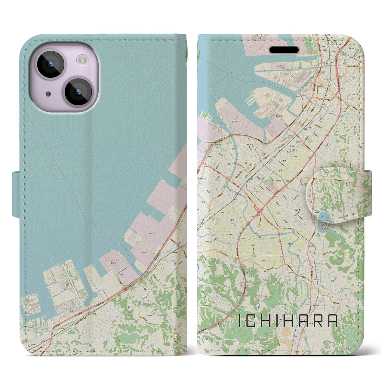 【市原（千葉県）】地図柄iPhoneケース（手帳タイプ）ナチュラル・iPhone 14 用