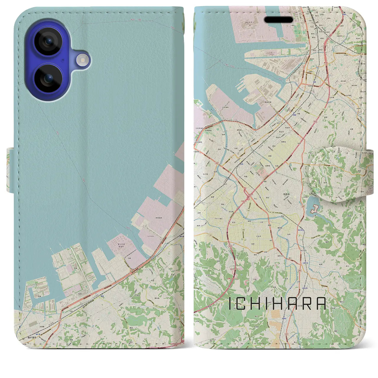 【市原（千葉県）】地図柄iPhoneケース（手帳タイプ）ナチュラル・iPhone 16 Pro Max 用