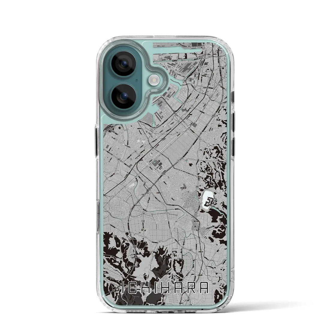 【市原（千葉県）】地図柄iPhoneケース（MagSafeタイプ）モノトーン・iPhone 16 Pro 用