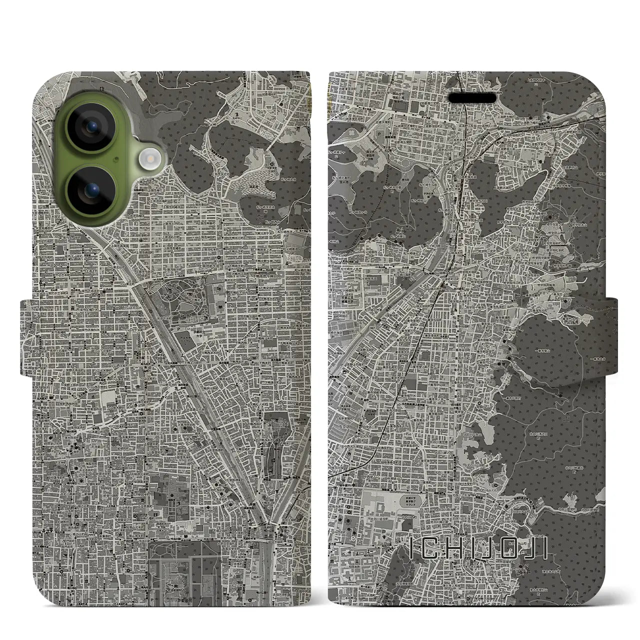 【一乗寺（京都府）】地図柄iPhoneケース（手帳タイプ）