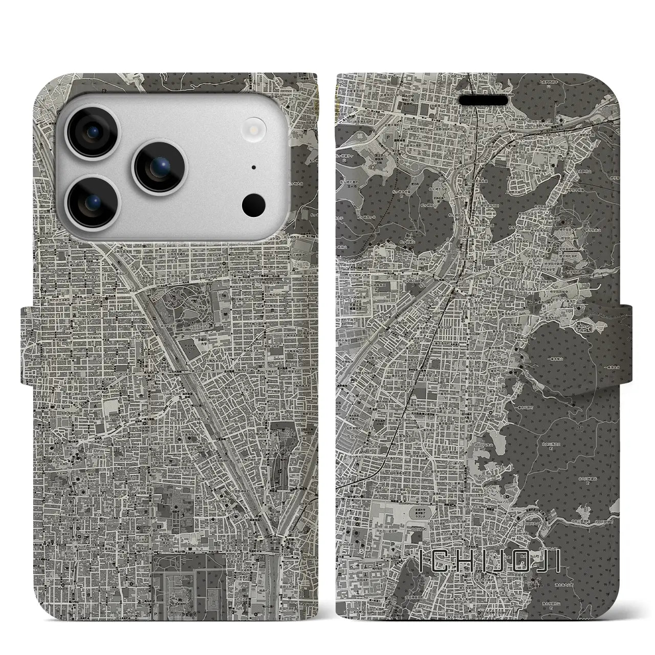 【一乗寺（京都府）】地図柄iPhoneケース（手帳タイプ）