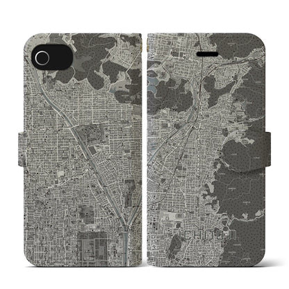 【一乗寺（京都府）】地図柄iPhoneケース（手帳タイプ）モノトーン・iPhone SE（第3 / 第2世代） / 8 / 7 / 6s / 6 用