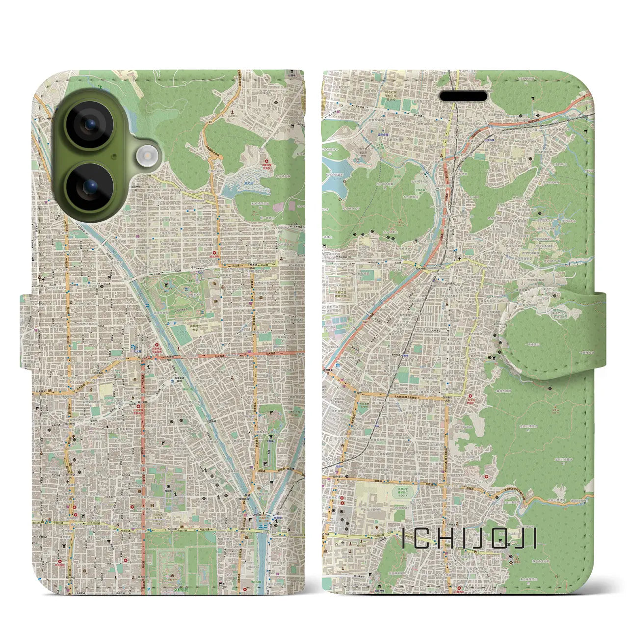 【一乗寺（京都府）】地図柄iPhoneケース（手帳タイプ）