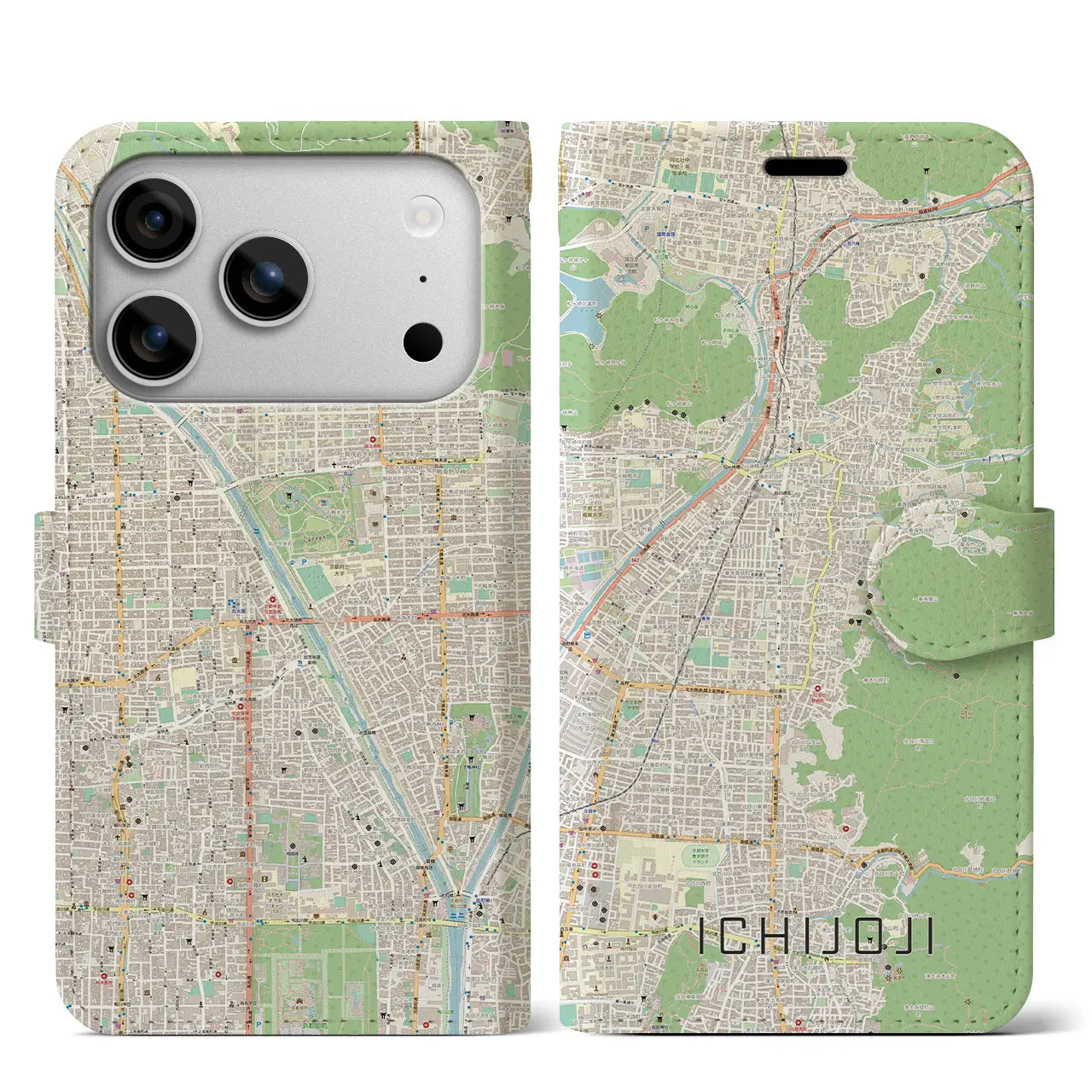 【一乗寺（京都府）】地図柄iPhoneケース（手帳タイプ）