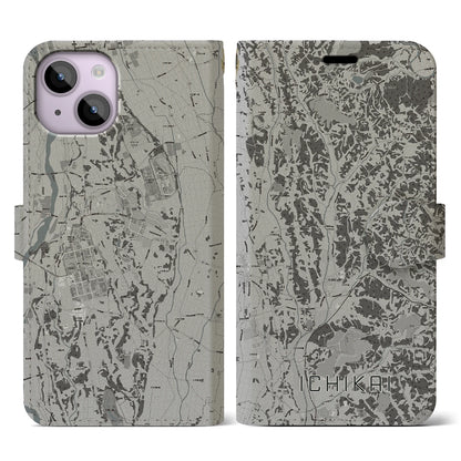 【市貝（栃木県）】地図柄iPhoneケース（手帳タイプ）モノトーン・iPhone 14 用