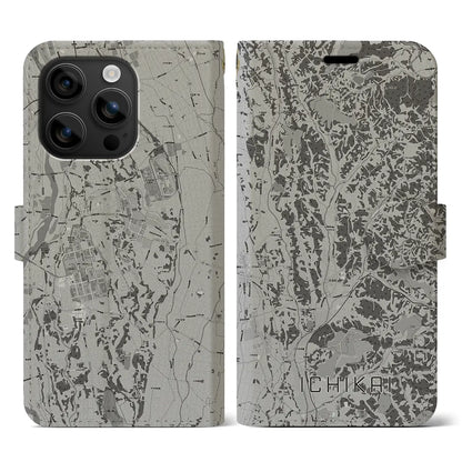 【市貝（栃木県）】地図柄iPhoneケース（手帳タイプ）モノトーン・iPhone 16 用