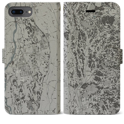 【市貝（栃木県）】地図柄iPhoneケース（手帳タイプ）モノトーン・iPhone 8Plus /7Plus / 6sPlus / 6Plus 用