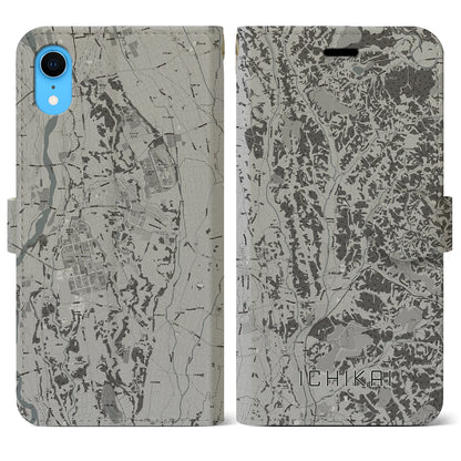 【市貝（栃木県）】地図柄iPhoneケース（手帳タイプ）モノトーン・iPhone XR 用