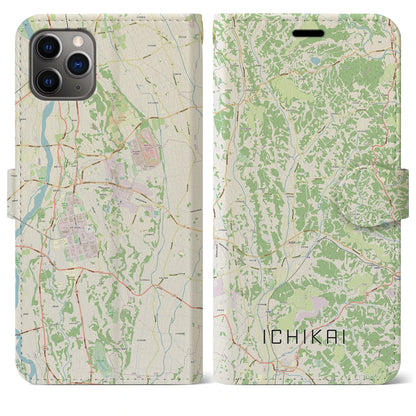 【市貝（栃木県）】地図柄iPhoneケース（手帳タイプ）ナチュラル・iPhone 11 Pro Max 用