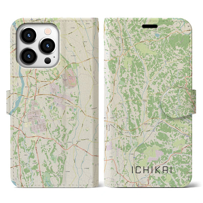 【市貝（栃木県）】地図柄iPhoneケース（手帳タイプ）ナチュラル・iPhone 13 Pro 用