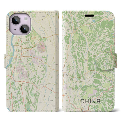 【市貝（栃木県）】地図柄iPhoneケース（手帳タイプ）ナチュラル・iPhone 14 用