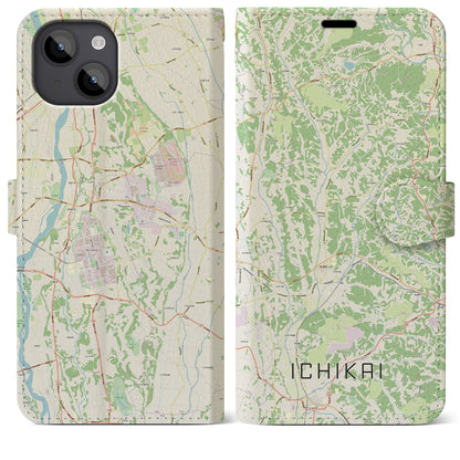 【市貝（栃木県）】地図柄iPhoneケース（手帳タイプ）ナチュラル・iPhone 14 Plus 用