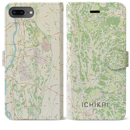 【市貝（栃木県）】地図柄iPhoneケース（手帳タイプ）ナチュラル・iPhone 8Plus /7Plus / 6sPlus / 6Plus 用
