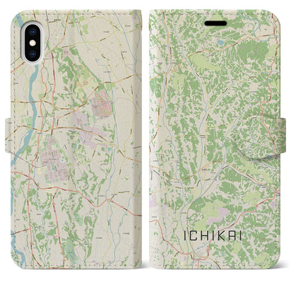 【市貝（栃木県）】地図柄iPhoneケース（手帳タイプ）ナチュラル・iPhone XS Max 用
