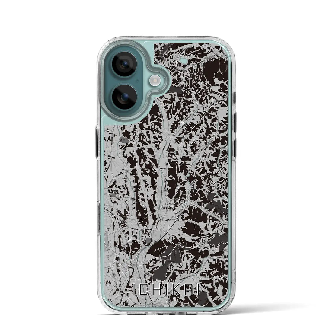 【市貝(栃木県)】地図柄iPhoneケース(MagSafeタイプ)モノトーン・iPhone 16 Pro 用