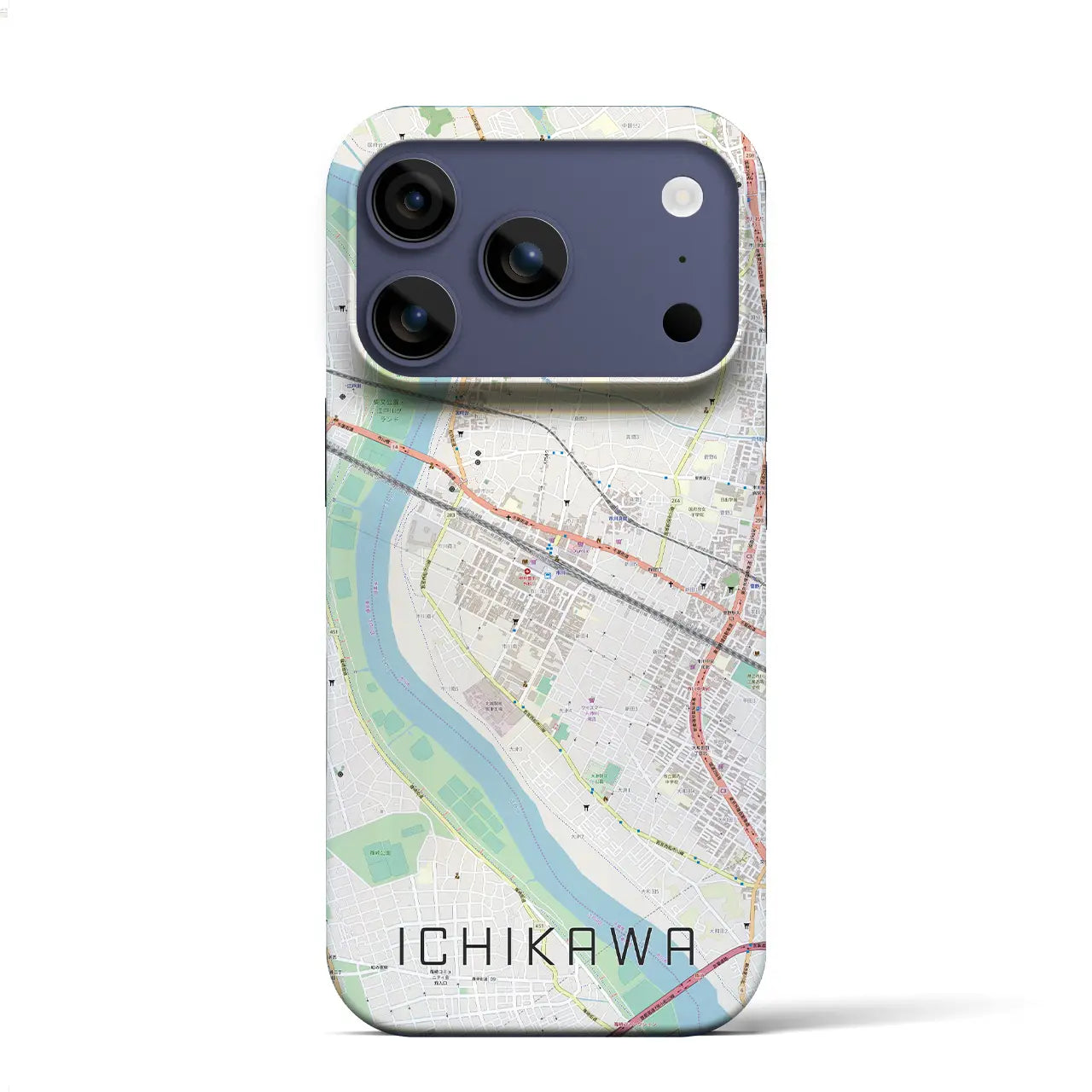 【市川（千葉県）】地図柄iPhoneケース（バックカバータイプ）