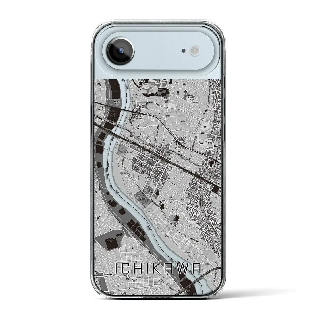 【市川(千葉県)】地図柄iPhoneケース(クリアタイプ)モノトーン・iPhone 17 Pro Max 用
