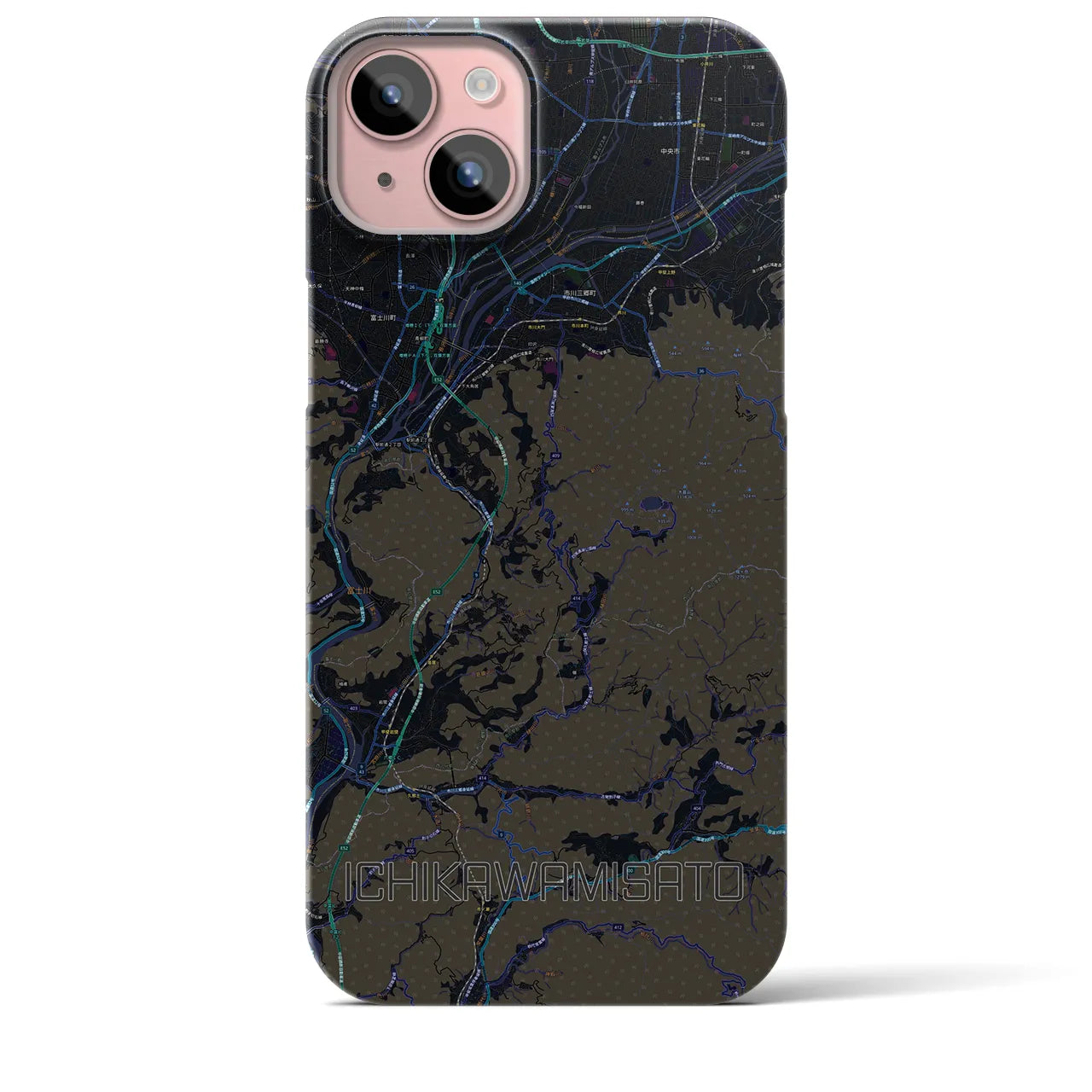 【市川三郷（山梨県）】地図柄iPhoneケース（バックカバータイプ）
