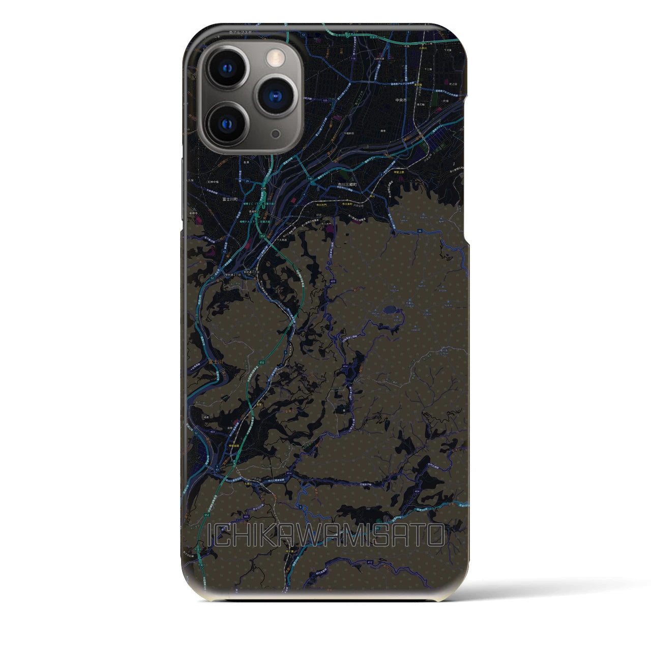 【市川三郷（山梨県）】地図柄iPhoneケース（バックカバータイプ）