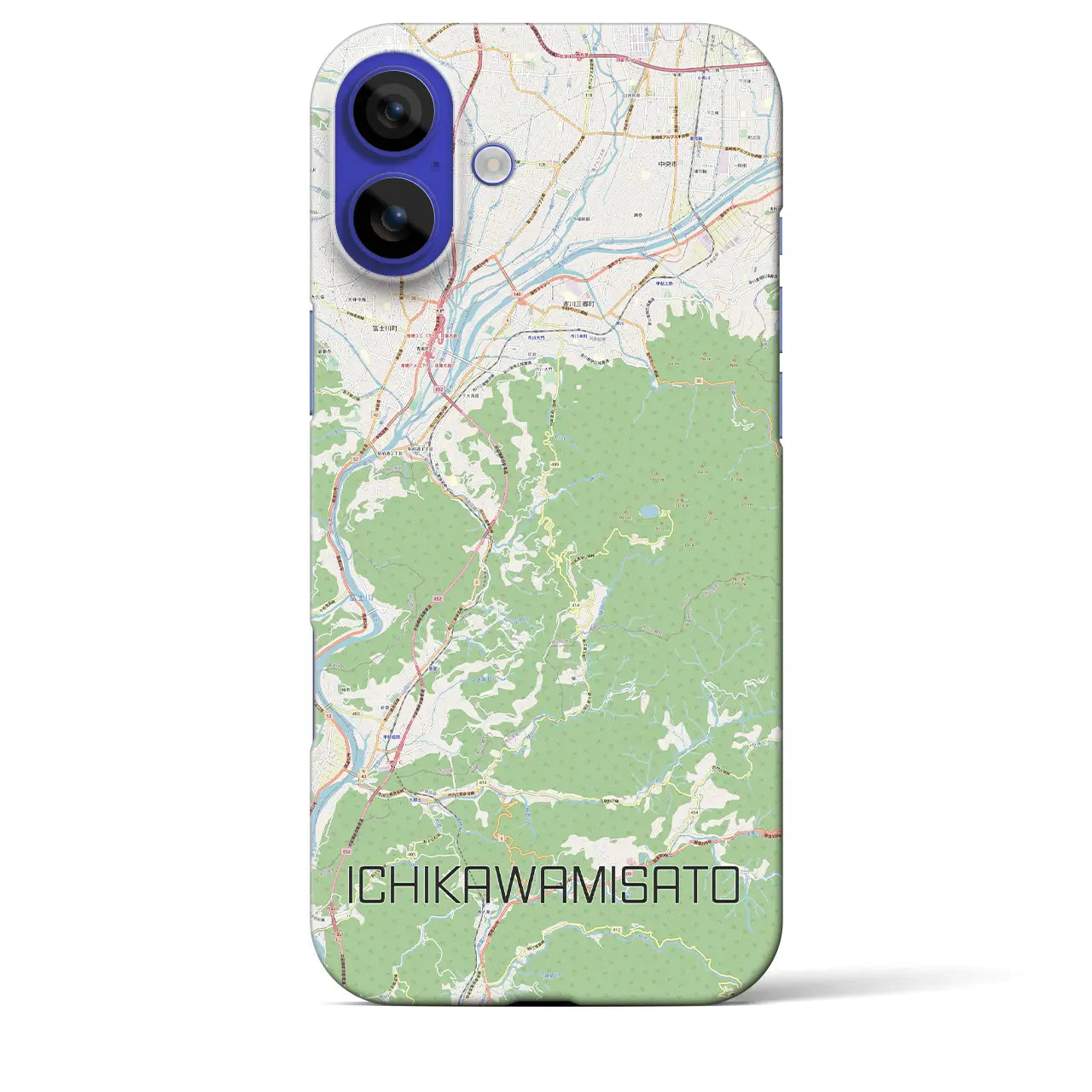 【市川三郷（山梨県）】地図柄iPhoneケース（バックカバータイプ）