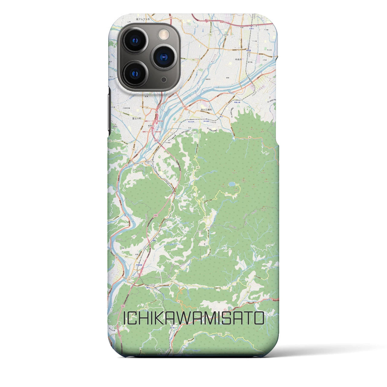 【市川三郷（山梨県）】地図柄iPhoneケース（バックカバータイプ）