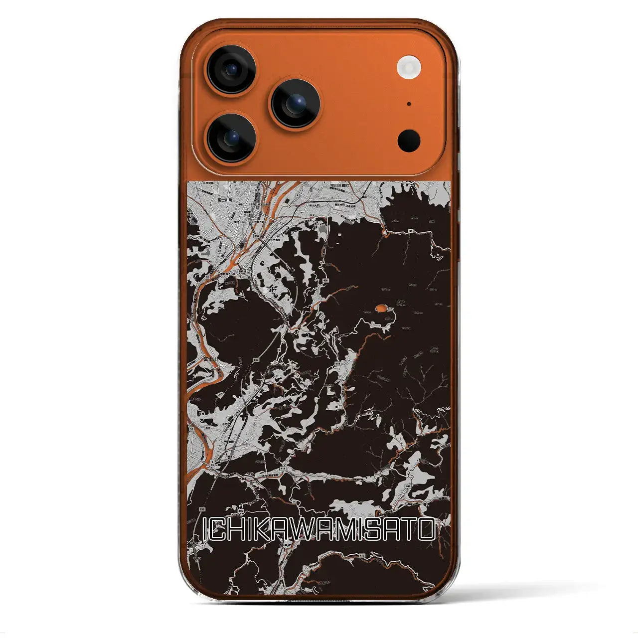 【市川三郷（山梨県）】地図柄iPhoneケース（クリアタイプ）モノトーン・iPhone 17 Pro Max 用