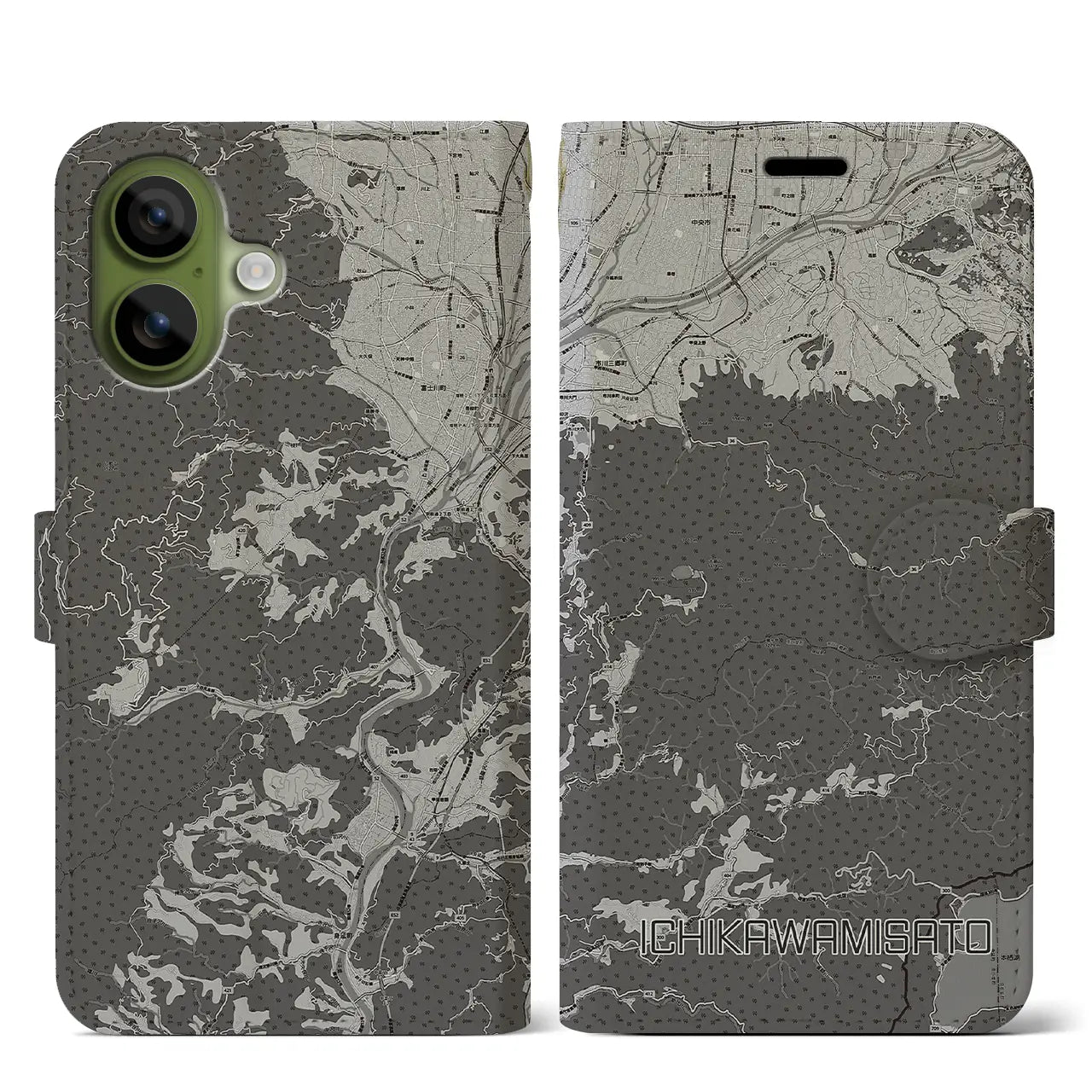 【市川三郷（山梨県）】地図柄iPhoneケース（手帳タイプ）