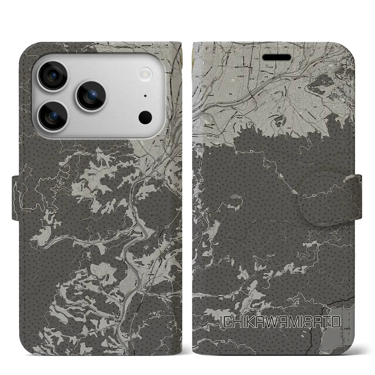 【市川三郷（山梨県）】地図柄iPhoneケース（手帳タイプ）