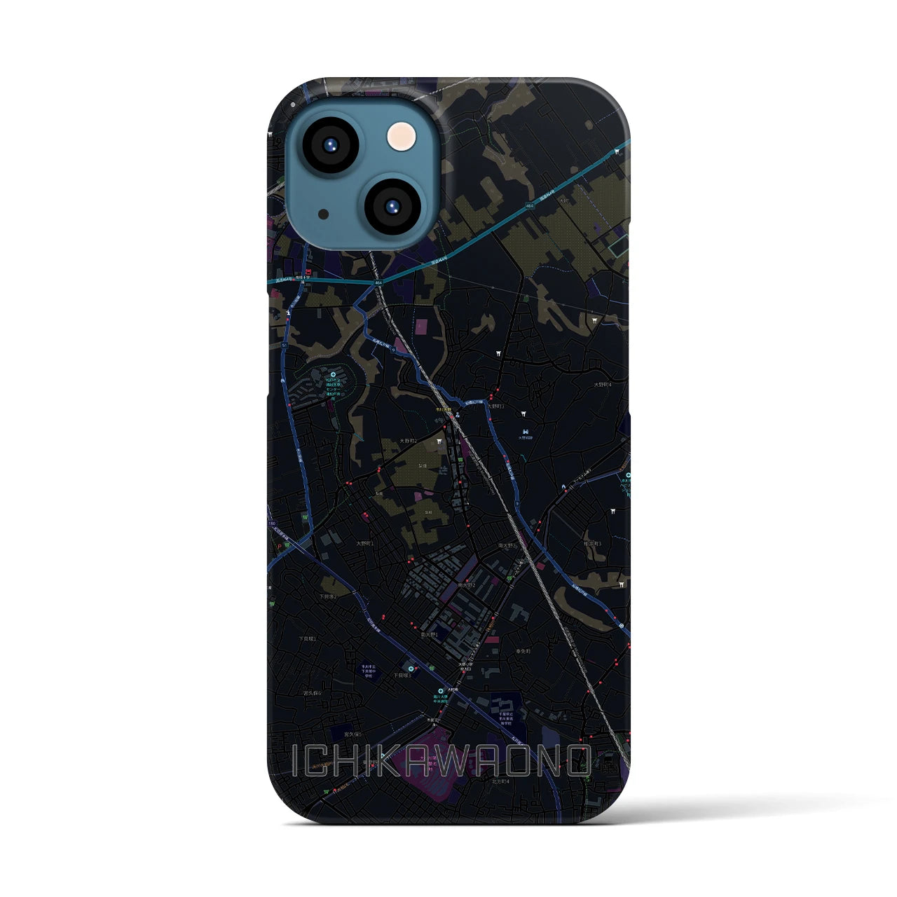 【市川大野（千葉県）】地図柄iPhoneケース（バックカバータイプ）