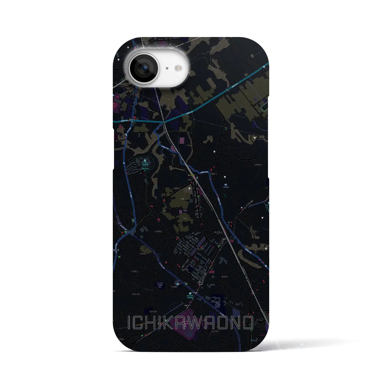 【市川大野（千葉県）】地図柄iPhoneケース（バックカバータイプ）