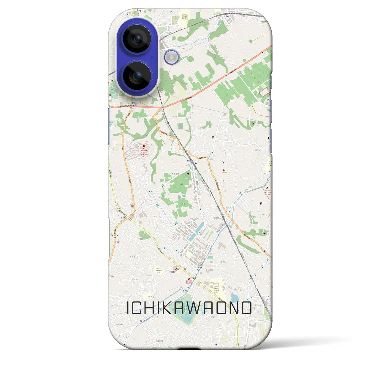 【市川大野（千葉県）】地図柄iPhoneケース（バックカバータイプ）