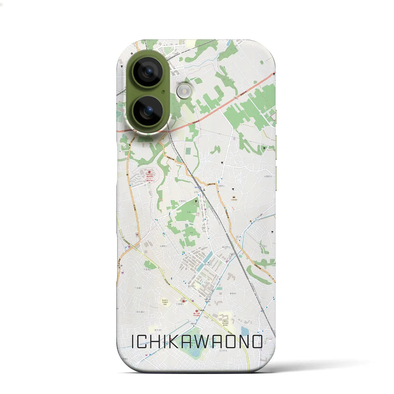 【市川大野（千葉県）】地図柄iPhoneケース（バックカバータイプ）