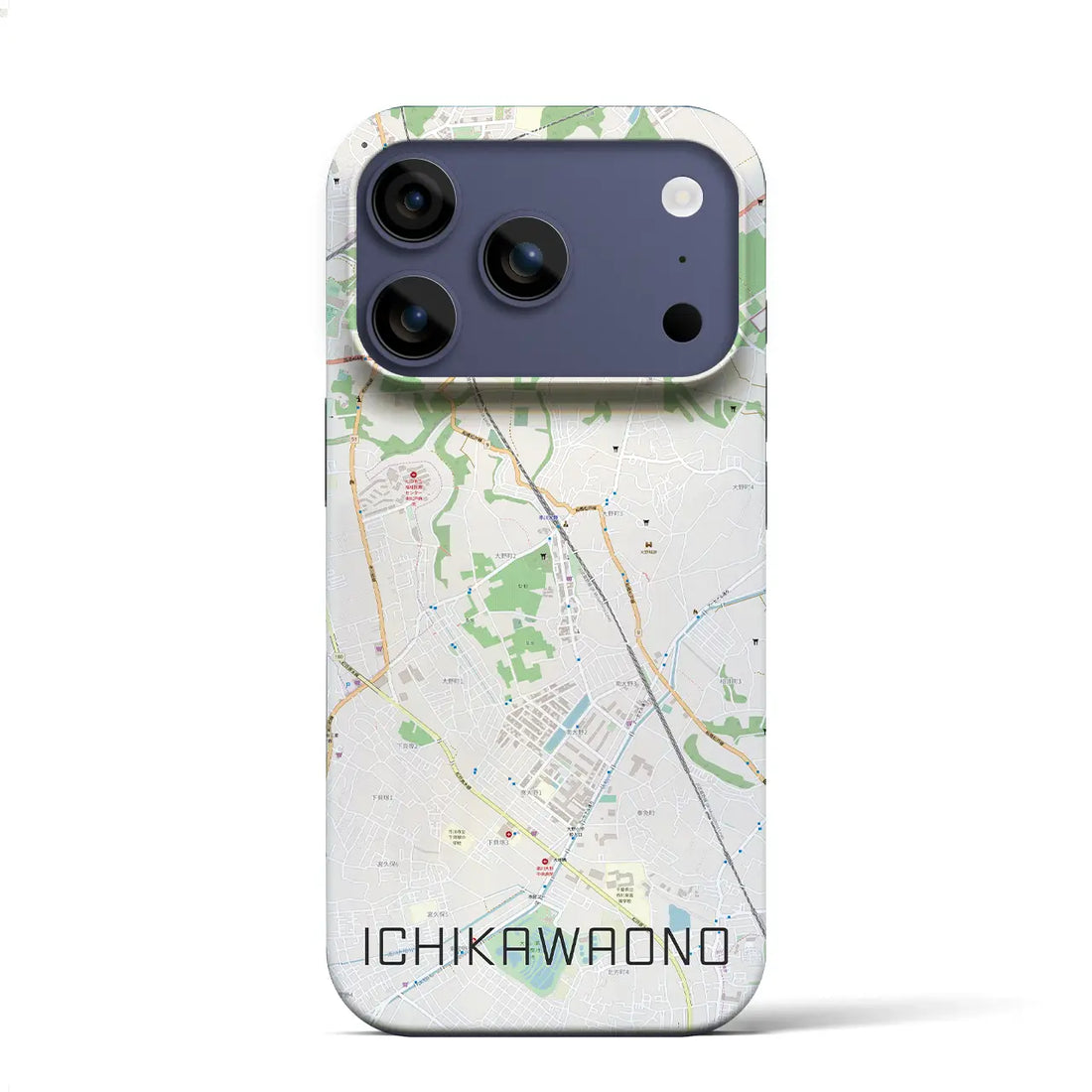 【市川大野(千葉県)】地図柄iPhoneケース(バックカバータイプ)ナチュラル・iPhone 17 Pro Max 用