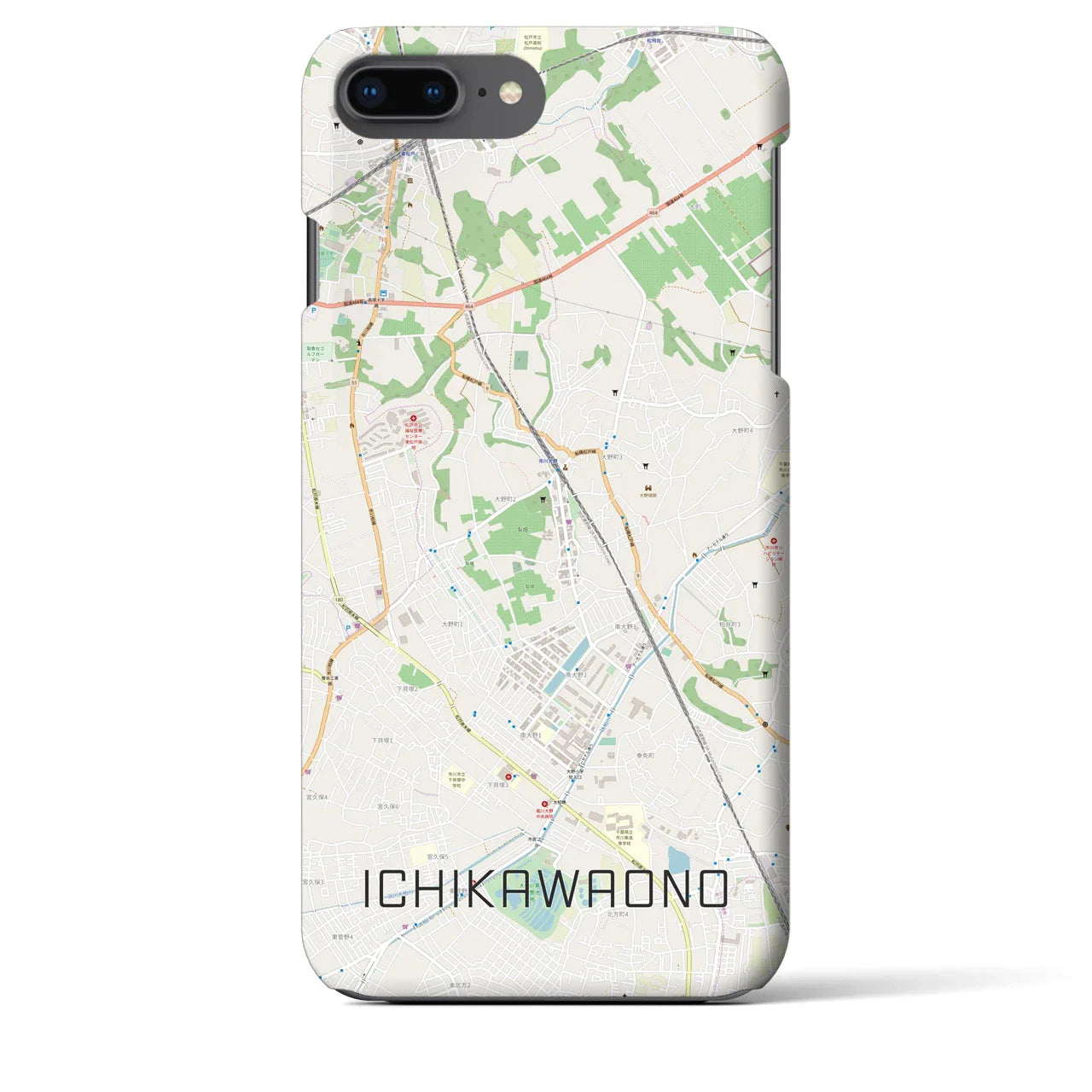 【市川大野（千葉県）】地図柄iPhoneケース（バックカバータイプ）