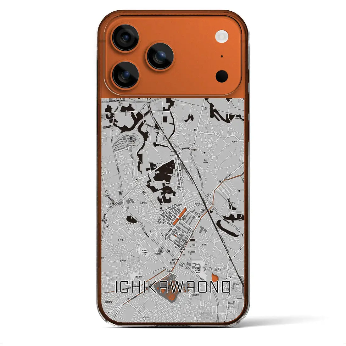 【市川大野（千葉県）】地図柄iPhoneケース（クリアタイプ）モノトーン・iPhone 17 Pro Max 用