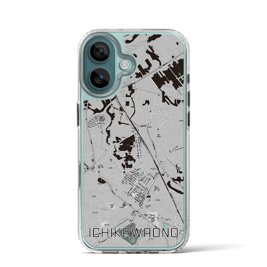 【市川大野(千葉県)】地図柄iPhoneケース(MagSafeタイプ)モノトーン・iPhone 16 Pro 用