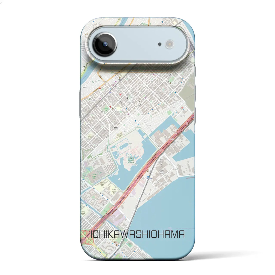 【市川塩浜(千葉県)】地図柄iPhoneケース(バックカバータイプ)ブラック・iPhone 17 Pro Max 用