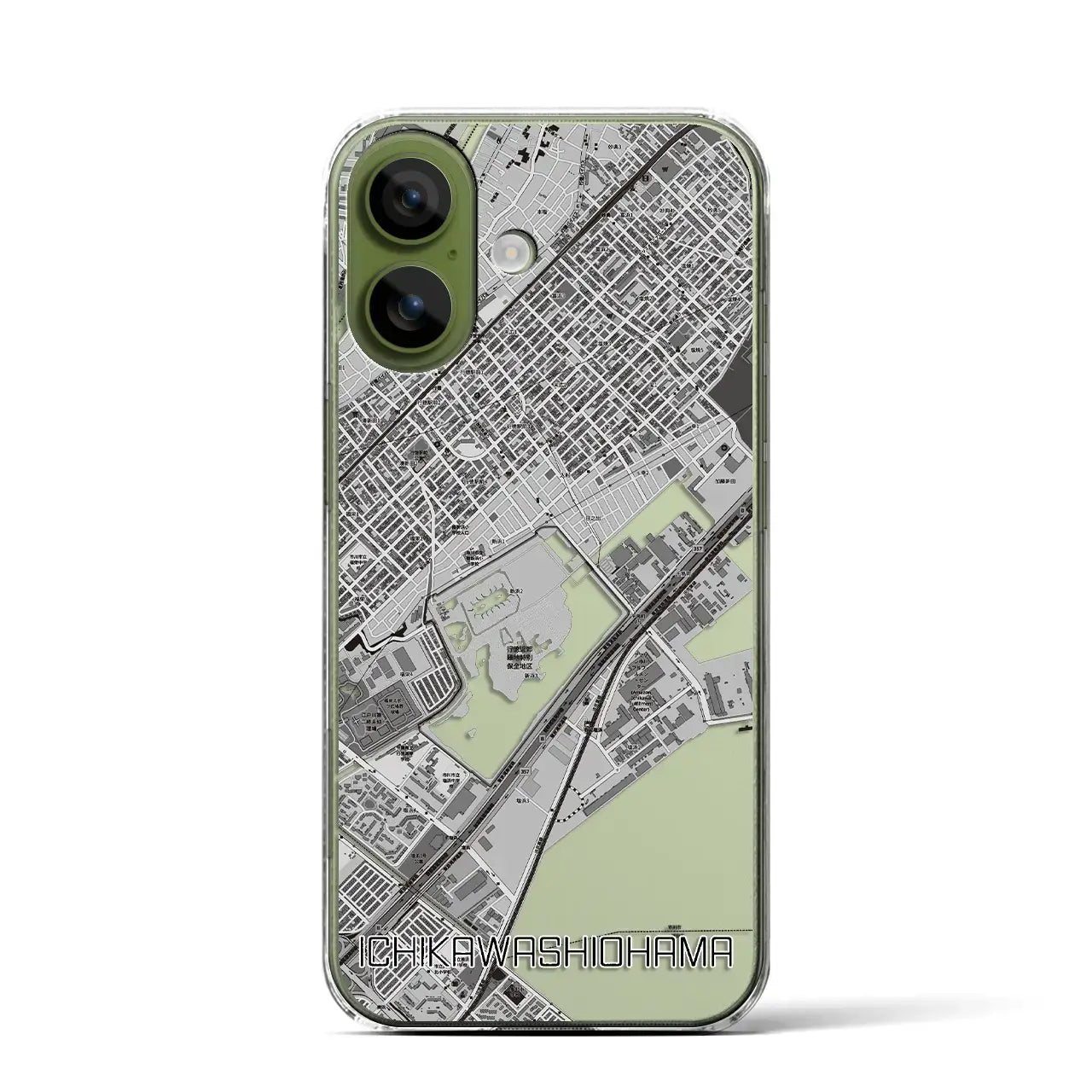 【市川塩浜（千葉県）】地図柄iPhoneケース（クリアタイプ）