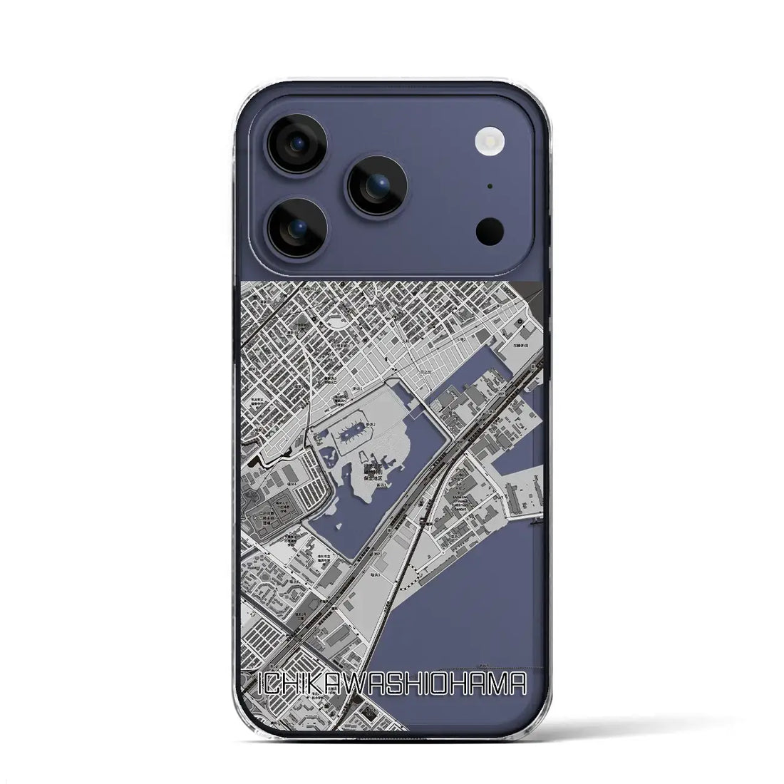 【市川塩浜（千葉県）】地図柄iPhoneケース（クリアタイプ）モノトーン・iPhone 17 Pro Max 用