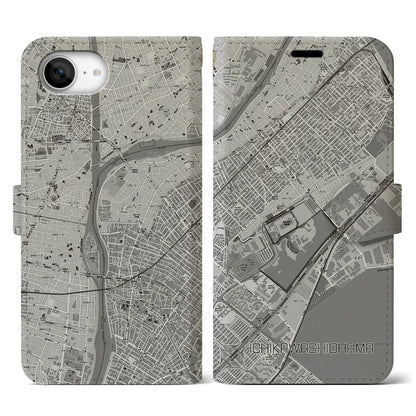 【市川塩浜（千葉県）】地図柄iPhoneケース（手帳タイプ）