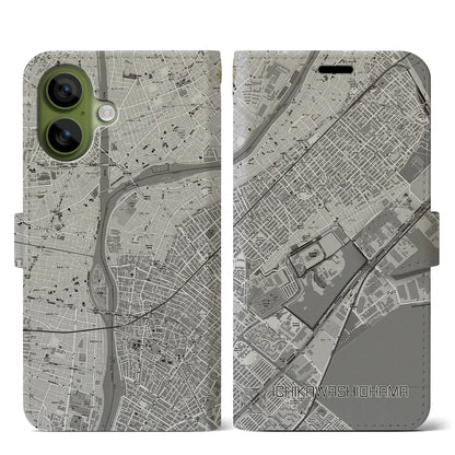 【市川塩浜（千葉県）】地図柄iPhoneケース（手帳タイプ）