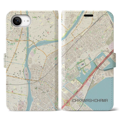 【市川塩浜（千葉県）】地図柄iPhoneケース（手帳タイプ）