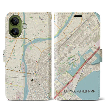 【市川塩浜（千葉県）】地図柄iPhoneケース（手帳タイプ）