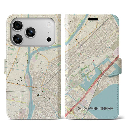 【市川塩浜（千葉県）】地図柄iPhoneケース（手帳タイプ）