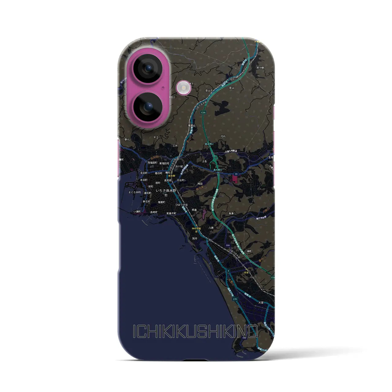 【いちき串木野（鹿児島県）】地図柄iPhoneケース（バックカバータイプ）